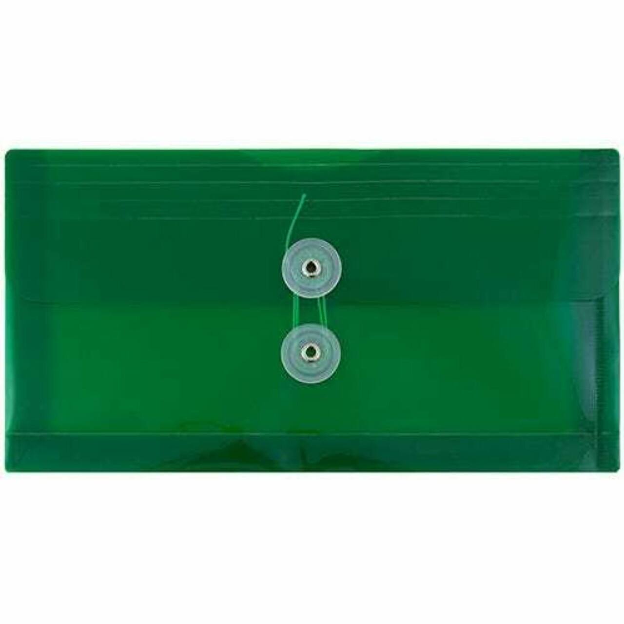 JAM Paper 5.25" x 10" Plastic #10 Business Envelope with Button and String Closure, 24ct.